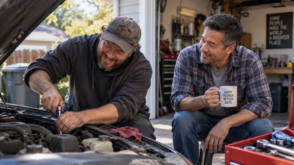 One-Sided Doesnt Necessarily Mean Someone Is Bad - One Man Can Human Capital Development One friend works on a car engine while the other drinks coffee